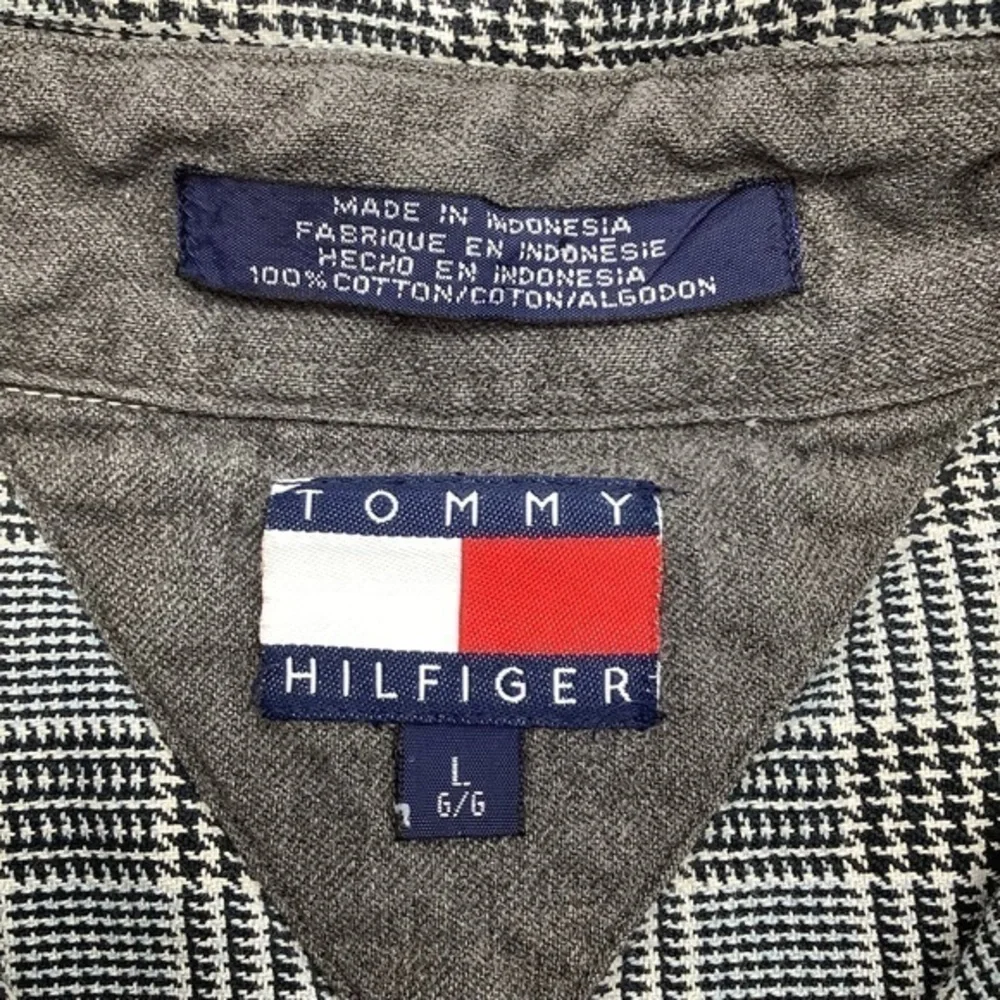 Tommy Hilfiger Mens Long Sleeve‎ Button Up Black & Blue Checkered Shirt Sz L. - Picture 4 of 4
